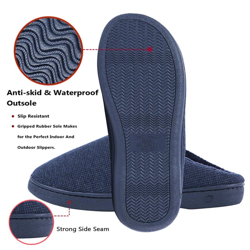 DL Womens Memory Foam Slippers, Cozy Slip on House Slippers For Women Indoor Outdoor, Comfy Women's Bedroom Slippers Warm Soft Flannel Lining Home Slippers Size 7-8 Navy - Image 4